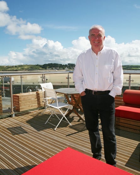 Rick Stein on the rooftop of his Seafood Restaurant in Padstow, Cornwall