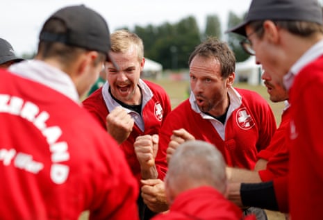 The Swiss team in the senior men's 600kg category final v the Basque Country.