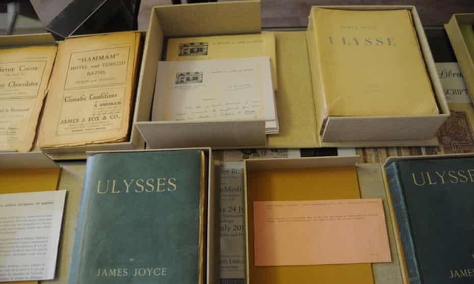A selection of classic Irish literature, including a copy of James Joyce's Ulysses.