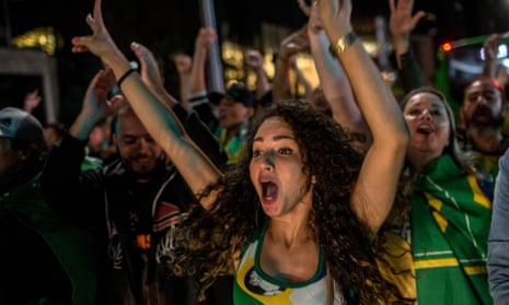 Supporters of right-wing candidate Jair Bolsonaro celebrate victory in the presidential elections.
