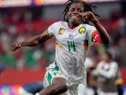 Monique Ngock of Cameroon reacts after the semi-final win over Morocco