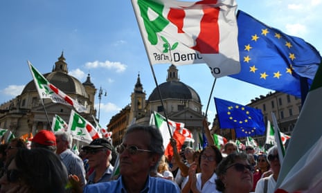 Italian anti-government protesters rally in Rome.