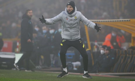 Thomas Tuchel on the touchline during Chelsea’s draw with Wolves at Molineux.