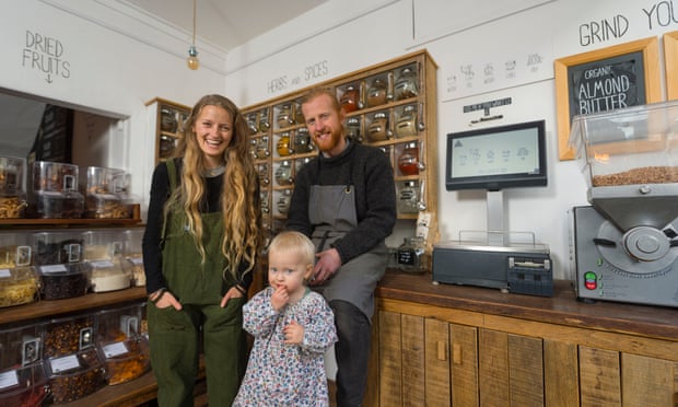 Richard Eckersley and his wife Nicola who set up the UK’s first ‘zero waste’ shop in Totnes, Devon