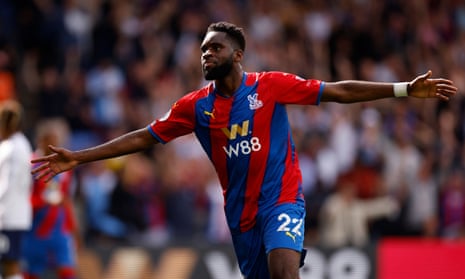 Crystal Palace's Odsonne Édouard celebrates scoring his new side’s third goal