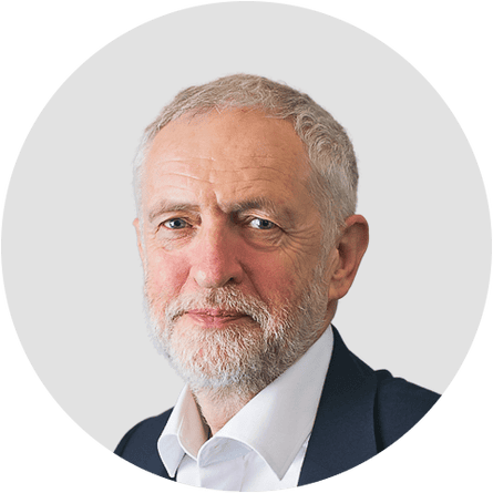 Jeremy Corbyn. Circular panelist byline.