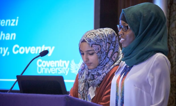 Rimshah Khan (left) and Samira Murenzi, pupils at Sidney Stringer Academy, Coventry, who helped trial Petals