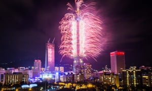 Fireworks light up the Taipei skyline on New Year's Eve