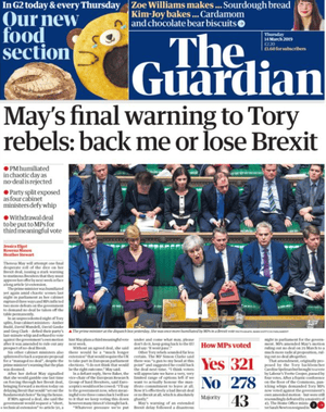 Guardian front page 14 March