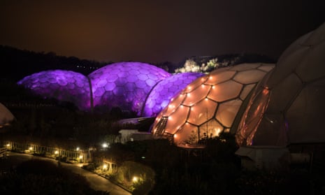 The giant biomes of the Eden Project near St Austell, Cornwall.