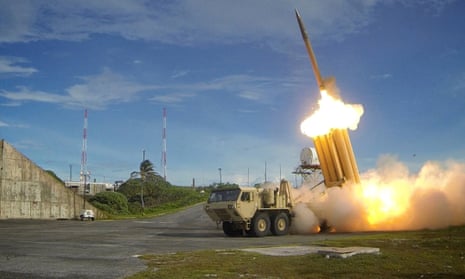 The Terminal High Altitude Area Defense missile system fires