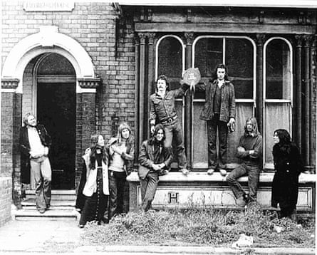 The original Hull Truck theatre company outside 71 Coltman Street. Left to right: Mike Bradwell, Lisa Hicks, Nick Levitt, Dave Greaves, John Lee, Steve Halliwell, Chris Levitt and Mark Allain