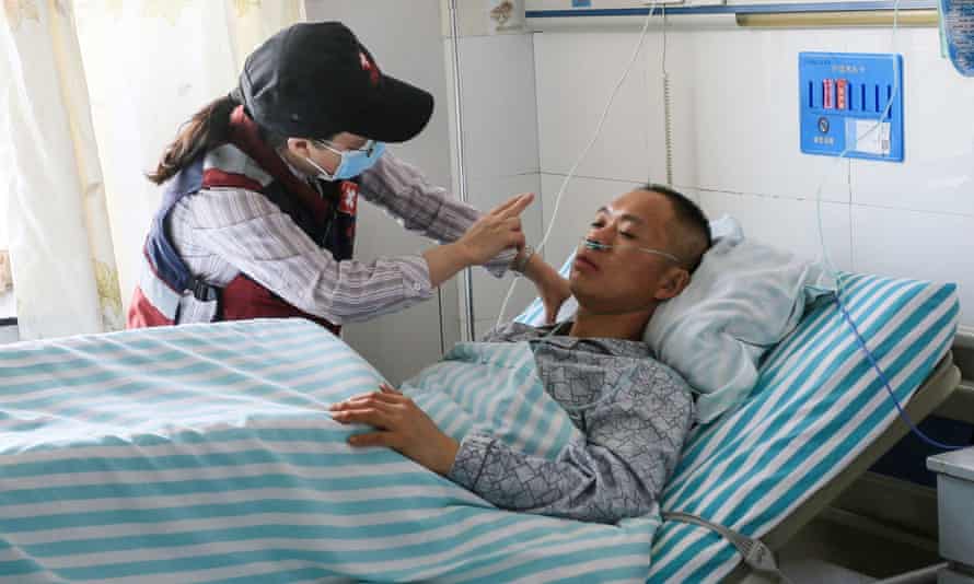 A runner receives treatment at a hospital