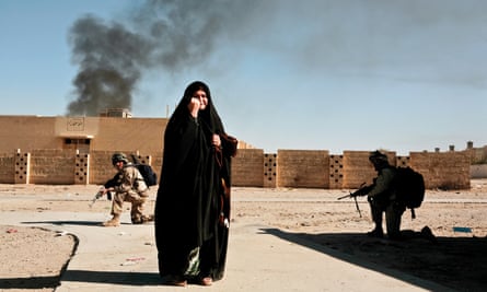 US marines in Ubaydi, woman in forefront
