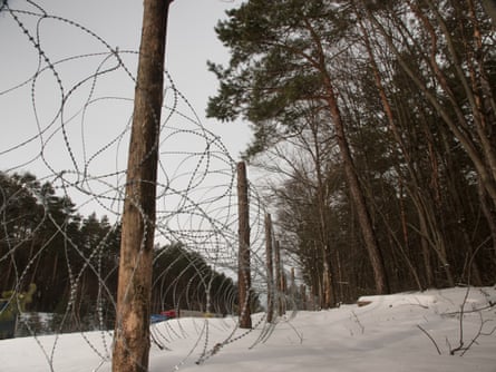 New razor wire that has been installed along the border