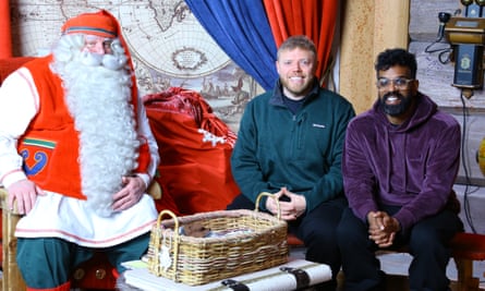 The comedians with Santa.