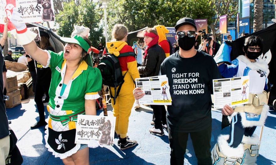 The Gamers for Freedom protest at BlizzCon in Anaheim, California in 2019 in support of Ng Wai ‘Blitzchung’ Chung.