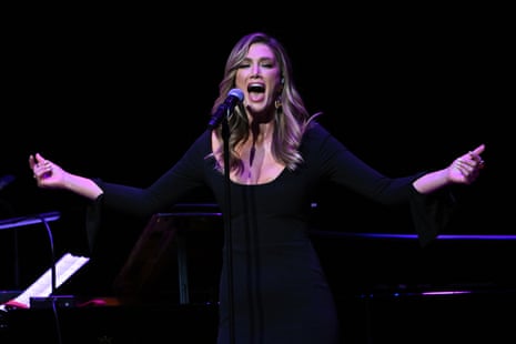 Delta Goodrem performs during the state memorial service for Olivia Newton-John.