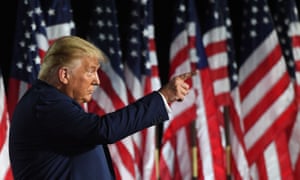 Donald Trump delivers his speech during the final night of the Republican national convention at the White House on Thursday night.