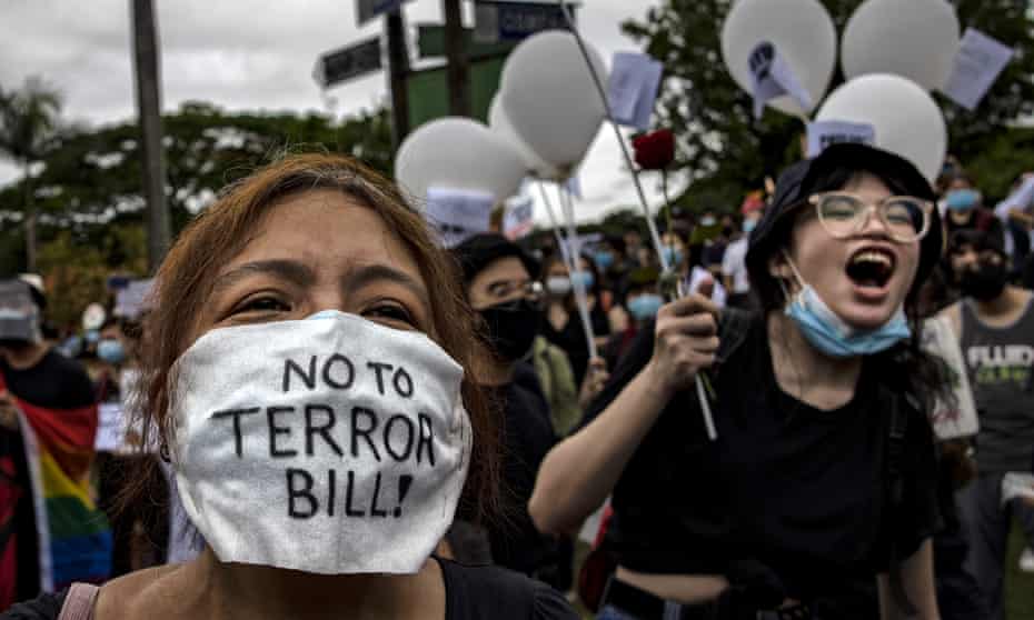 Protesters against the new anti-terror powers in Philippines.