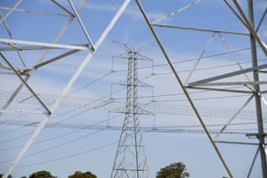 High voltage electricity towers are seen at Marsden Park, north west of Sydney