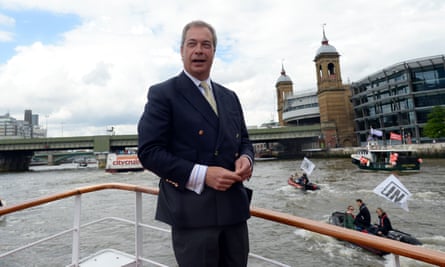 Farage on a boat in the Thames