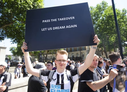 Newcastle fans protesting at Downing Street in July