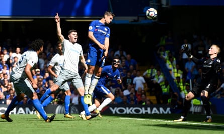 Chelsea’s Álvaro Morata scores a goal during their Premier League soccer against Everton at Stamford Bridge in August 2017.