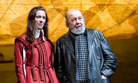 Peter Hall with his daughter Rebecca, on the set of Twelfth Night at the National.