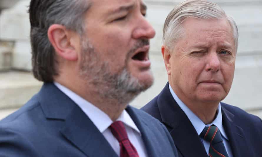 The real thing: Ted Cruz (left) on Capitol Hill this week, with Senator Lindsey Graham.