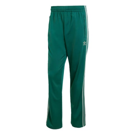 Green Adidas track pants