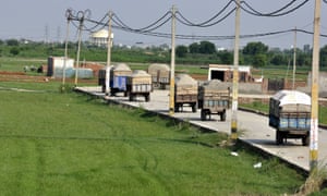 An illegal sand mining hub in Ghaziabad, India.