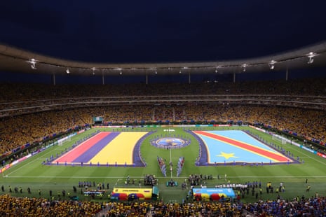 General view of the flags of Colombia and DR Congo