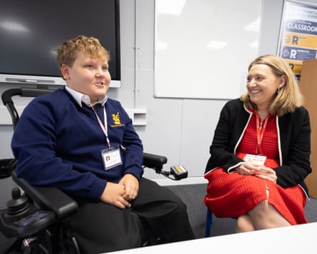 Georgia Gould chats to a Thomas Lord Audley pupil