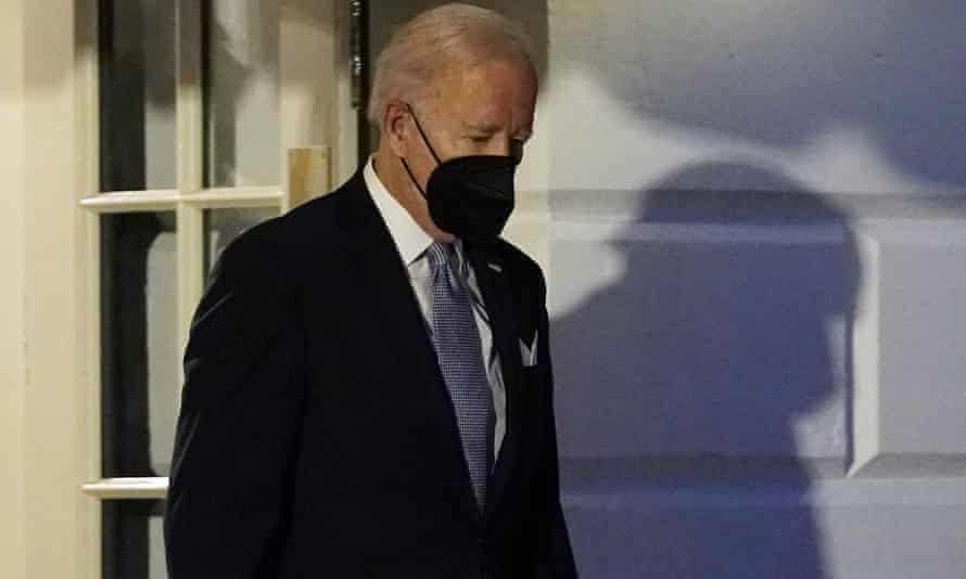 Joe Biden walks to Marine One on the South Lawn of the White House on Friday.