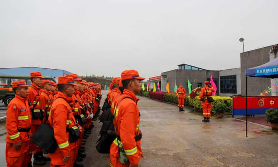 Rescuers set off for the site of the plane crash in Tengxian county, Guangxi region