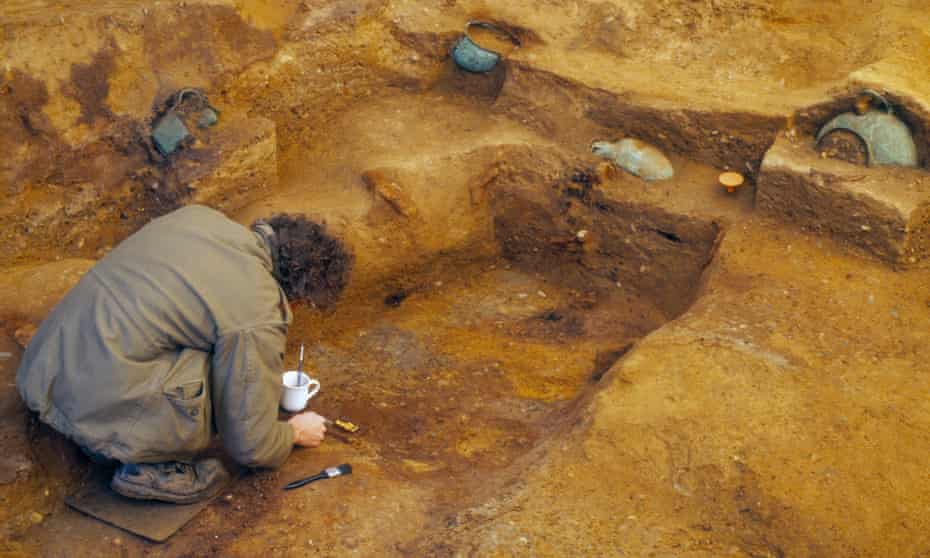 An archaeologist excavates the Saxon ‘Prince of Prittlewell’ grave site before developers move in.