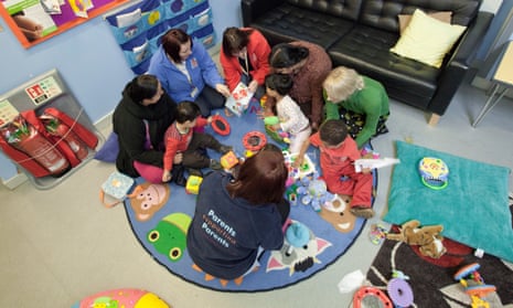 Parents and their children at Sure Start Whitley in Reading.