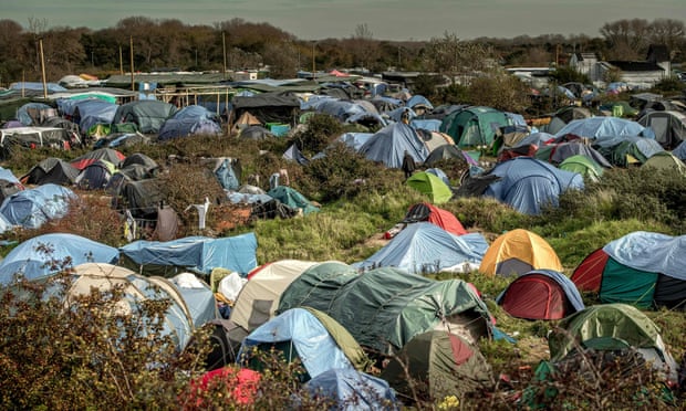 Tents in the Jungle camp in Calais