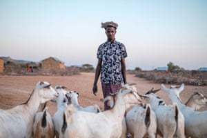 Bele Kalbi Nur and his goats at the village of El Gel