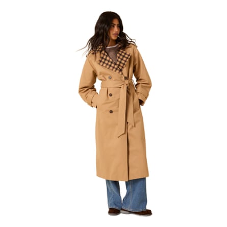 Nobody s Child Camel Check Trim trenchcoat