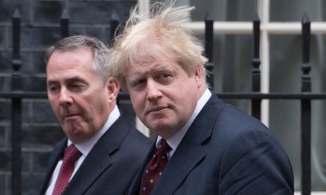 Liam Fox with Boris Johnson outside 10 Downing Street.