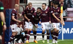 Josh Ginnelly celebrates after his spectacular equaliser for Hearts