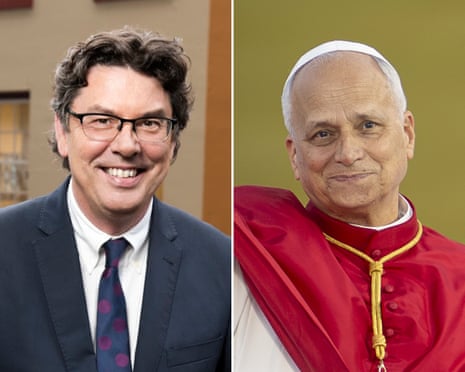 Side by Side composite: James Valentine (left) and Pope Leo XIV (right)