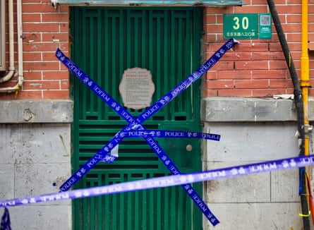 A door is seen at the Guixi residence community which is under lockdown because of new Covid-19 infections in Shanghai, China, 26 January 2021.