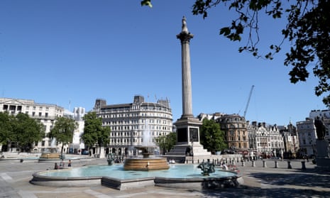 empty Trafalgar Square in June