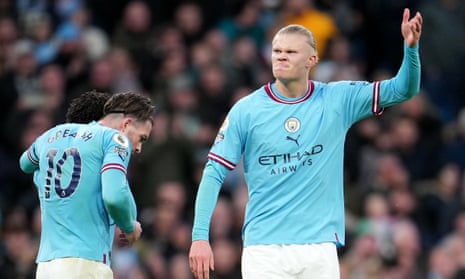 Erling Haaland shows his frustration in Saturday’s draw against Everton. Manchester City travel to Chelsea on Thursday.