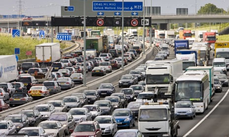 Traffic on M25 motorway, London