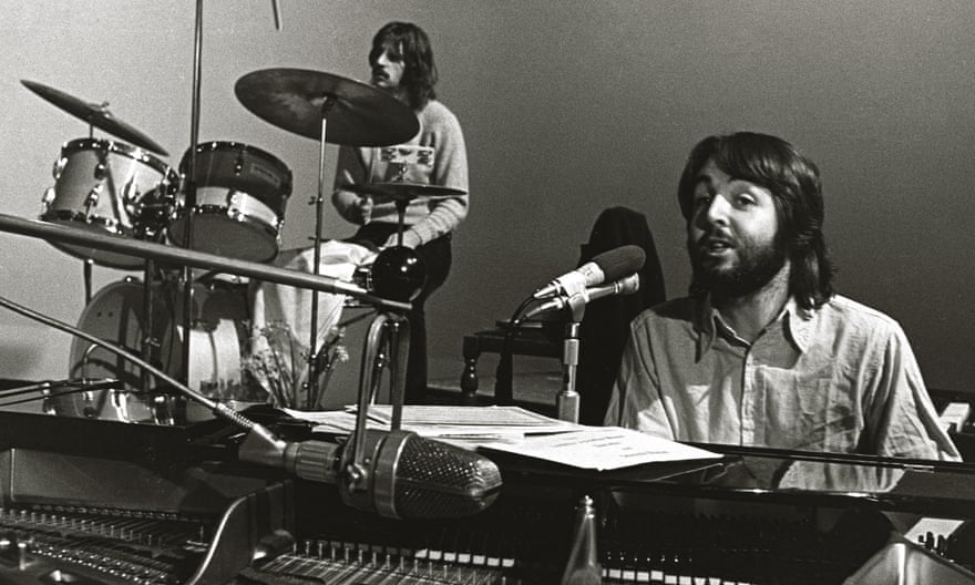 Ringo Starr and Paul McCartney in the studio.