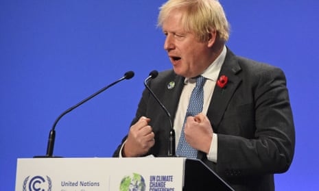 Boris Johnson speaks during a press conference at the Cop26 UN climate summit in Glasgow last November.